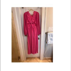 Showpo. Paige Side Cut Out Balloon Sleeve Maxi Dress in Pink
